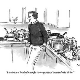 Man In Kitchen Surrounded By Dishes by Carolita Johnson