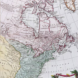 Map of the USA and the British Dominions in North America by English School