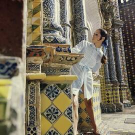 Marina Schiano Wearing A Striped Dress by Henry Clarke