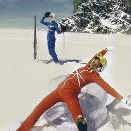 Marisa Berenson Wearing A Skiing Outfit by Arnaud de Rosnay