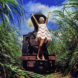 Marisa Berenson Wearing A Striped Dress by Arnaud de Rosnay