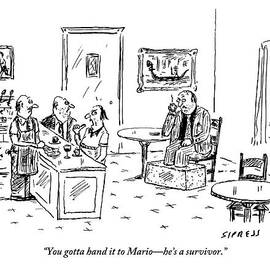 Men In A Restaurant Discuss A Patron Whose Feet by David Sipress