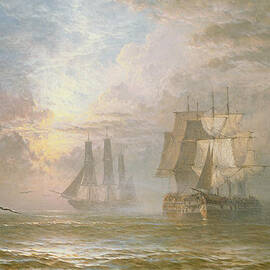 Men of War at Anchor by Henry Thomas Dawson