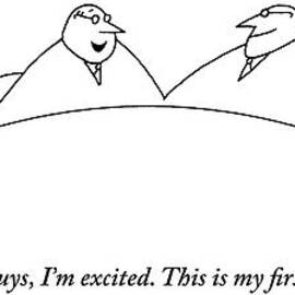 Men Sitting Together Around A Round Table by Charles Barsotti