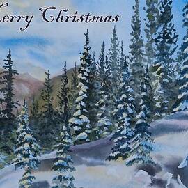 Merry Christmas - Winter Trees and Mountains by Cascade Colors