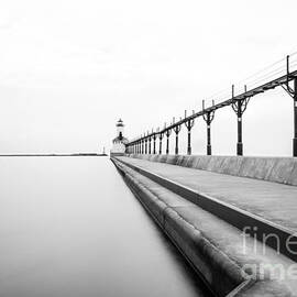 Michigan City Lighthouse Black and White Photo by Paul Velgos