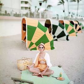 Model Wearing Cabana Swimwear On A Beach by Richard Rutledge