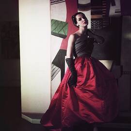 Model Wearing Satin Ball Gown by Horst P. Horst