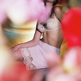 Model Wearing White Lingerie by Horst P. Horst