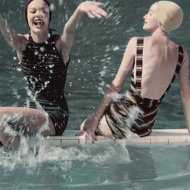 Models Splashing Water While Sitting On The Edge by Frances McLaughlin-Gill
