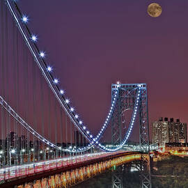 Moon Rise over the George Washington Bridge by Susan Candelario