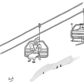 Moses Travels Down A Mountain On A Ski-lift by Bob Eckstein