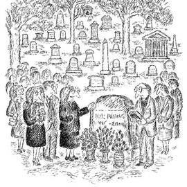 Mourners Stand Around A Gravestone by Edward Koren