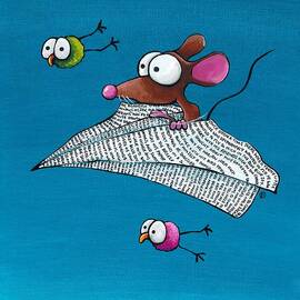 Mouse in a Paper Plane by Lucia Stewart
