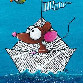 Mouse in his paper boat by Lucia Stewart