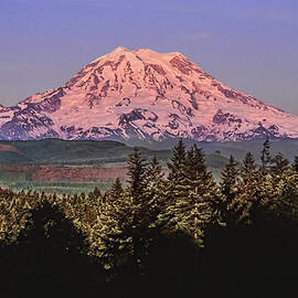 Mt Rainier Sunset Glow by Kelley King