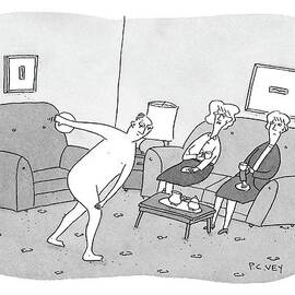 Naked Man About To Throw A Discus In His Living by Peter C. Vey