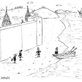 Native Americans Behind Wall by David Sipress