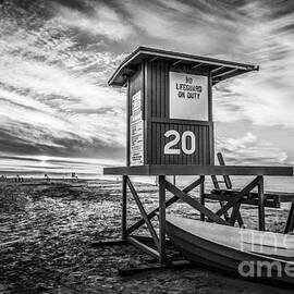 Newport Beach Lifeguard Tower 20 Black and White Photo by Paul Velgos