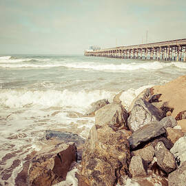 Newport Pier Rocks Retro Photo by Paul Velgos