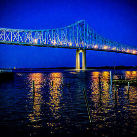 Night Commodore Barry Bridge by Louis Dallara