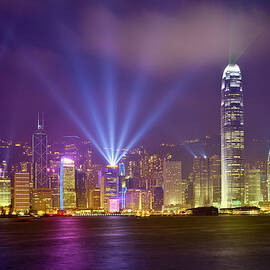 Night Cityscape Of Hongkong by Ithinksky