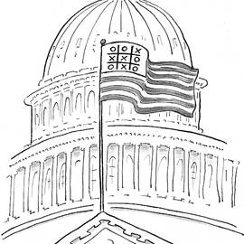 Noughts And Crosses On An American Flag by Mike Twohy