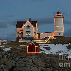 Nubble lighthouse at Christmas by Steven Ralser