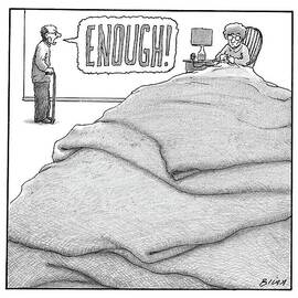 Old Man Screams Enough! At Wife Who Won't Stop by Harry Bliss