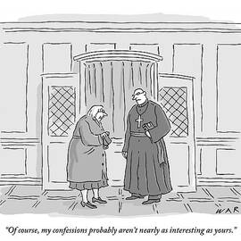 Old Woman Is Talking To A Priest In Front by Kim Warp