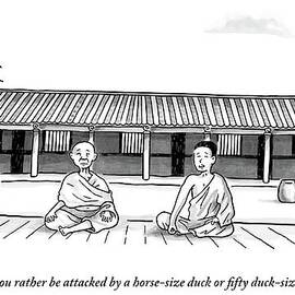 One Buddhist Monk Asks Another While Meditating by Bob Eckstein