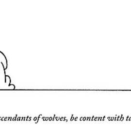 One Dog Speaks On A Podium To Several by Charles Barsotti