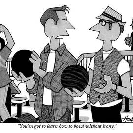 One Man Holding A Bowling Ball To Another by William Haefeli