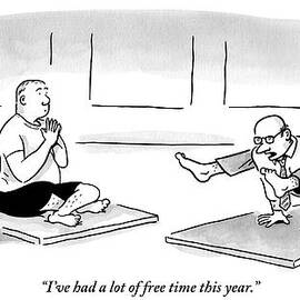 One Man In A Difficult Yoga Position Wearing by Bob Eckstein