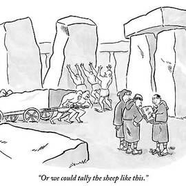 One Mans Shows A Stone Tablet With Tally Marks by Robert Leighton