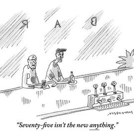 One Old Man Drinking At A Bar Speaks To Another by Mick Stevens