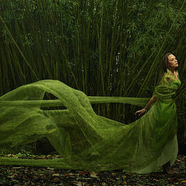 Pacific Islander Woman In Flowing Green by Colin Anderson Productions Pty Ltd