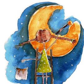 Painting the full moon by Lucia Stewart