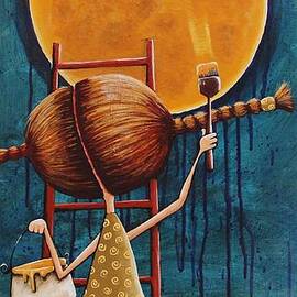 Painting the moon by Lucia Stewart