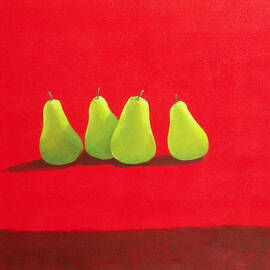 Pears on Red Cloth by Lincoln Seligman