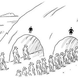 People Are In Line At Two Tunnels Going by Kim Warp