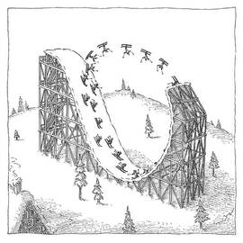People Ski On A Circular Ski Ramp That Resembles by John O'Brien