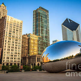 Picture of Cloud Gate Bean and Chicago Skyline by Paul Velgos