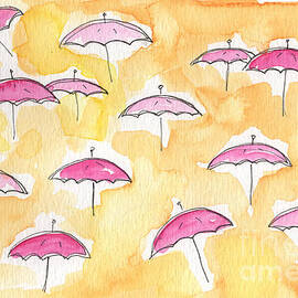 Pink Umbrellas by Linda Woods