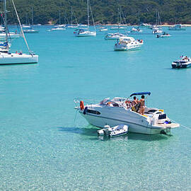 Pleasure Boats Moored In Turquoise by David C Tomlinson