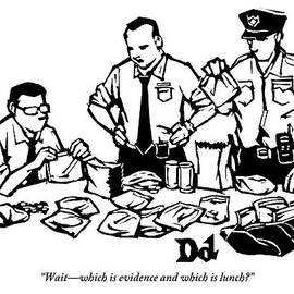 Police Detectives Search Through A Table by Drew Dernavich