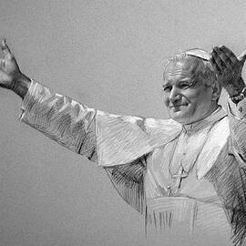 POPE JOHN PAUL II bw by Ylli Haruni