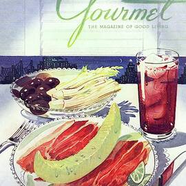 Prosciutto, Melon, Olives, Celery And A Glass by Henry Stahlhut