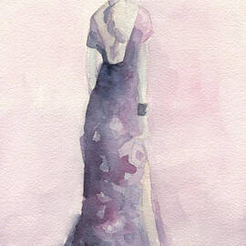 Purple and Pink Evening Dress Watecolor Fashion Illustration by Beverly Brown Prints