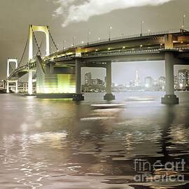 Rainbow Bridge and Tokyo Bay at night by Stefano Senise
